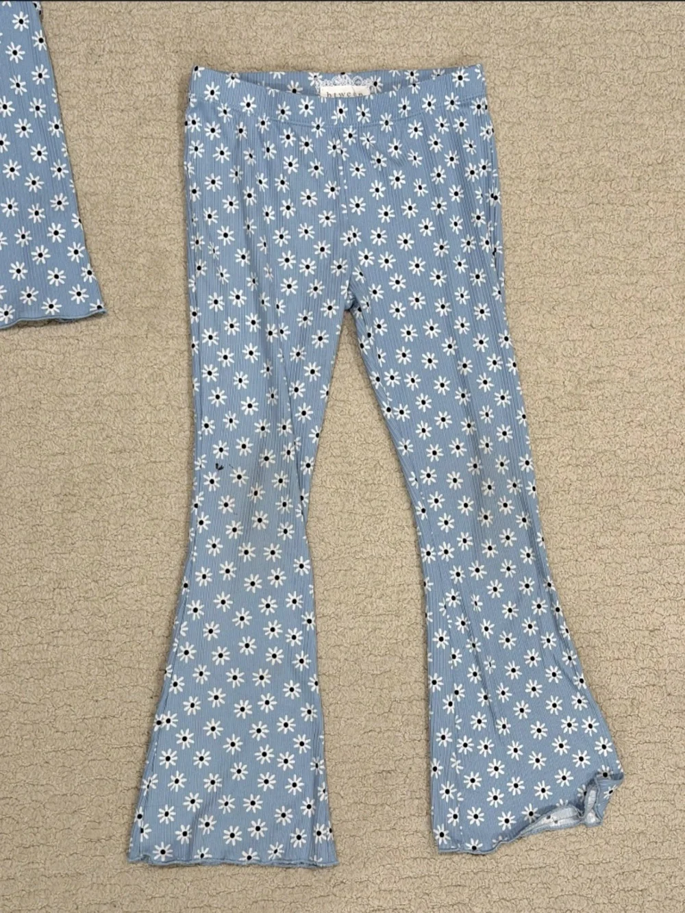 Kids Btween Floral Ribbed Tank & Bell Bottoms Size 7